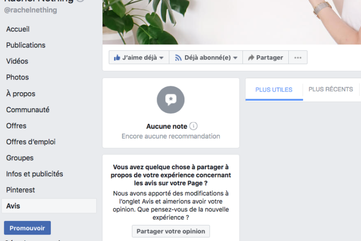 Activer les "avis" sur Facebook