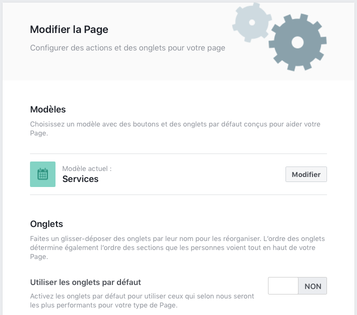 Pour afficher les avis sur sa page Facebook, il faut activer l'onglet en choisissant le bon modèle de page, ou en le modifiant.