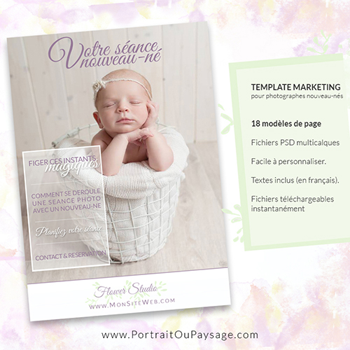 Template Marketing pour photographe naissance