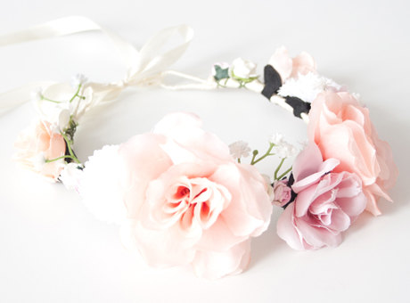 couronne de fleurs romantique - rose