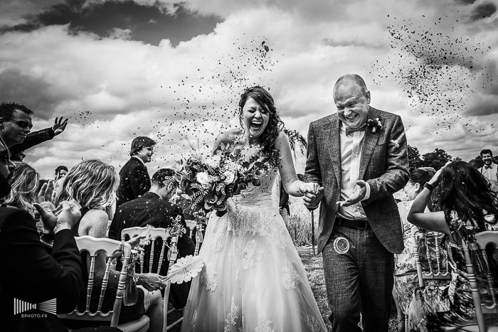 Photo de mariage noir et blanc de Benjamin Brette