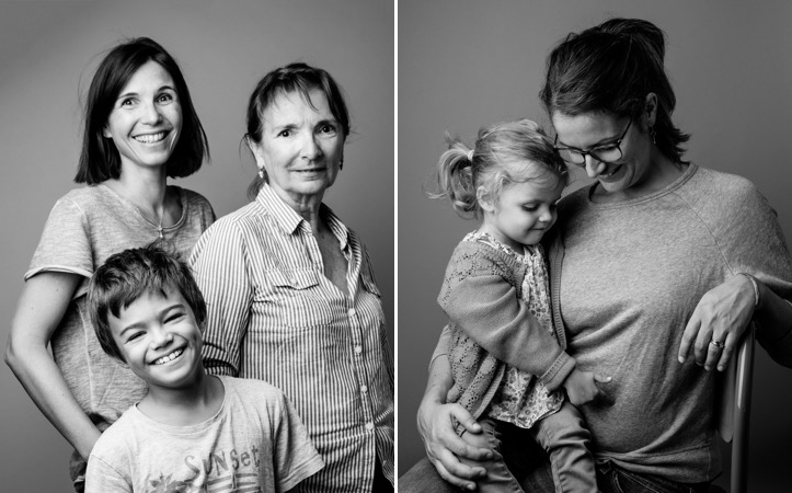 Portrait de famille. Noir et blanc.